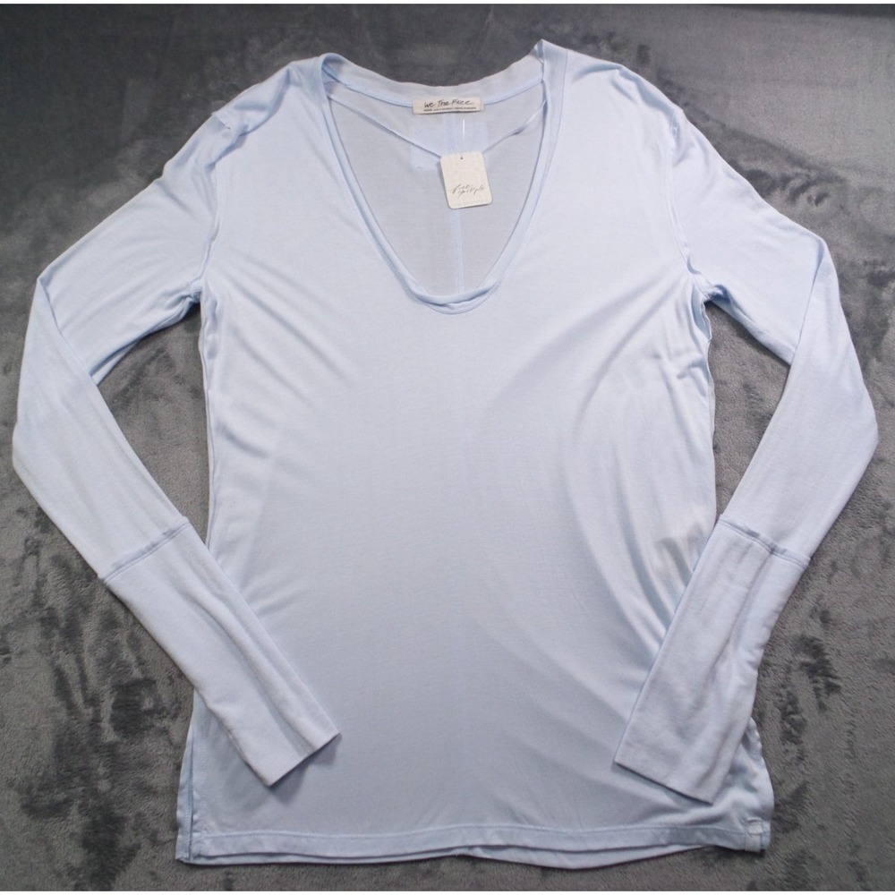 Free People Top Womens Size Medium Blue Fresh & Clean Long Sleeve Pullover NWT